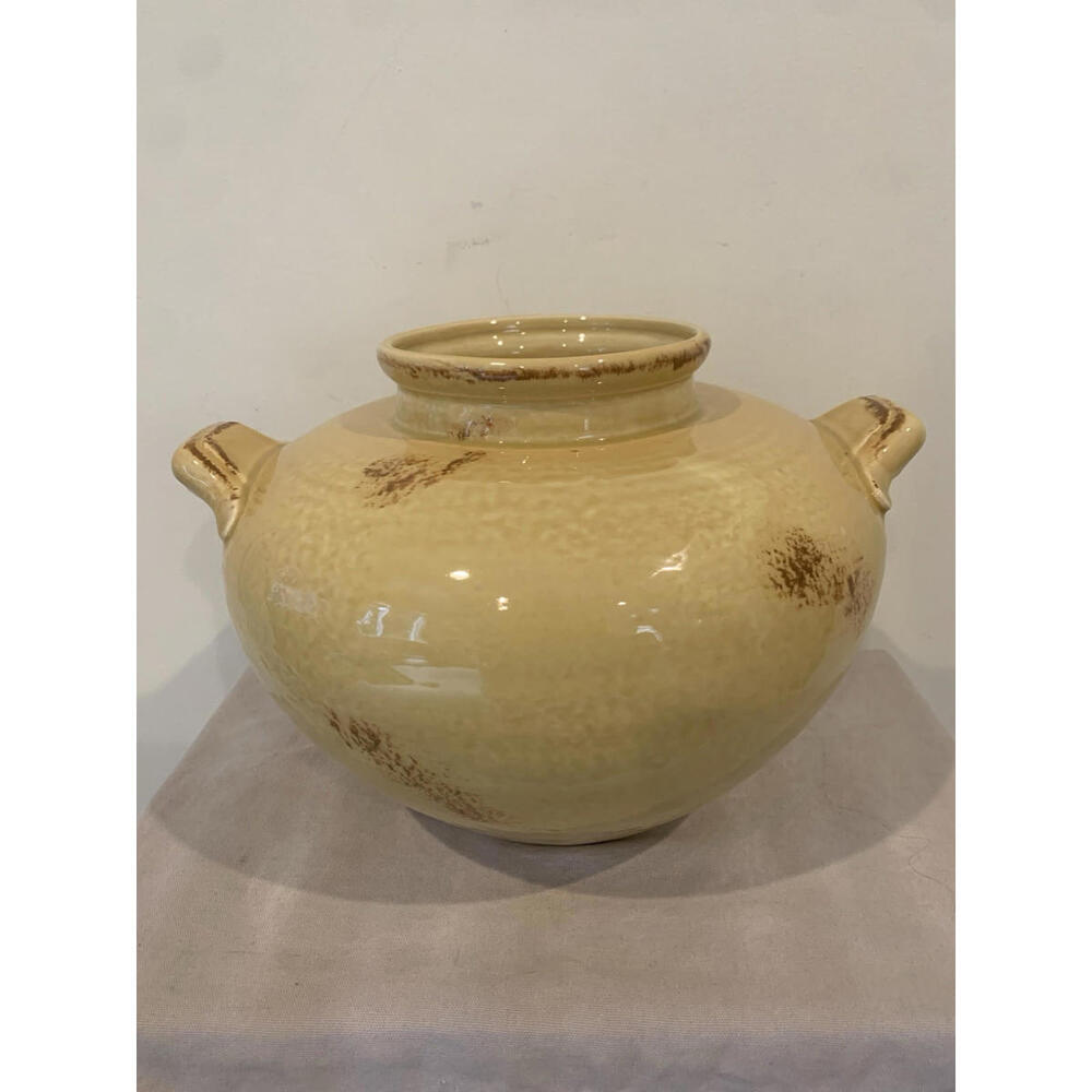 Haeger Pottery Yellow Cream Vase Handles Made In Dundee, Illinois USA